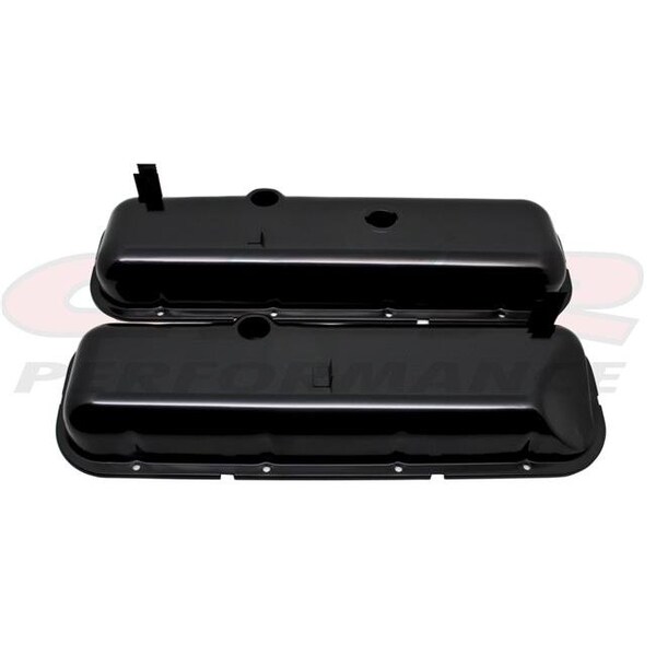 Cfr Performance CFR HZ-9504-1-PBK 1965-72 Chevy Big Block 396-427-454 Short OEM Style-Recessed Corner Steel Valve Covers - Black with Dripper Rails HZ-9504-1-PBK - main